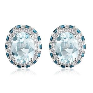 Blue Nile Oval Sky Blue Topaz Earrings - NIB